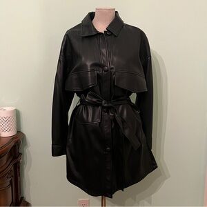 Zara Faux Leather Button-down Shirt